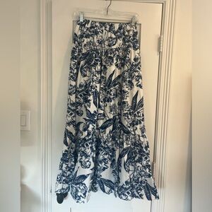 Abercrombie & Fitch Poplin Tiered Maxi Skirt Blue Floral Small